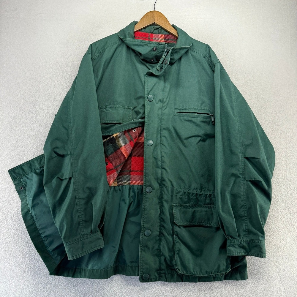 Vintage Eddie Bauer Jacket Mens Large Green Barn Coat chore Wool Lined Cotton